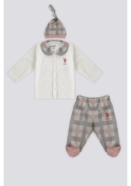 Krem Ekose Detay Bebek 3'lü Takım