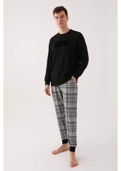 Privata Siyah Erkek Uzun Kol Pijama Takım