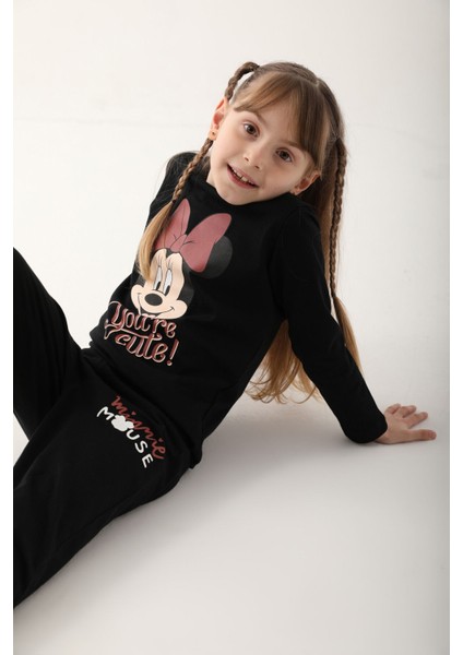 Siyah Kız Çocuk Uzun Kol Pijama Takım