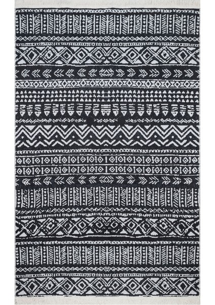 Arya Kilim Ar 03 Black Çift Taraflı Modern Desenli Dokuma Kilim