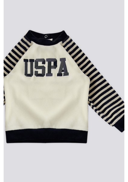 Ekru Çizgili Kol Detay Bebek 2'li Takım modelleri