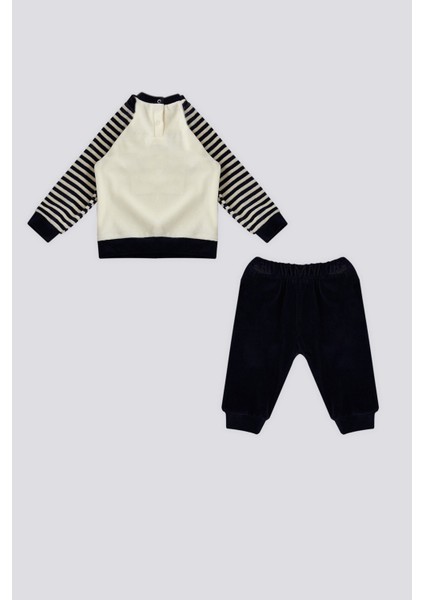 Ekru Çizgili Kol Detay Bebek 2'li Takım fırsatları