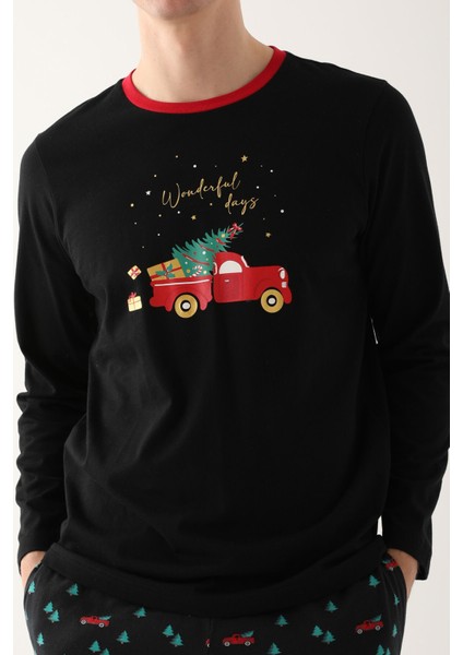 Stars Siyah Erkek Uzun Kol Pijama Takım fırsatları