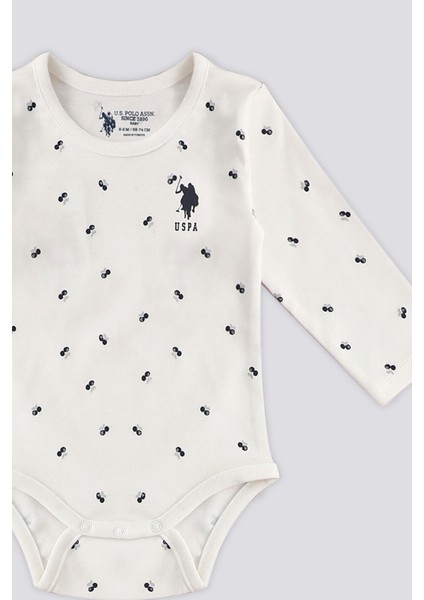 U.S. Polo Assn. Krem Desenli Bebek Body Zıbın