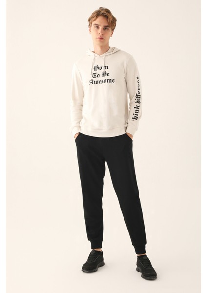 Erkek Ekru Uzun Kol Pijama Takım