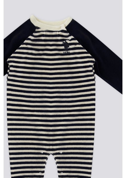 Ekru Şerit Detay Çıtçıt Yaka Bebek Tulum modelleri