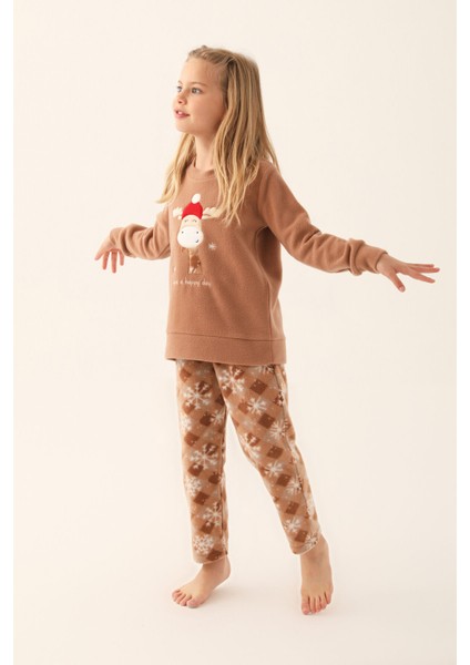 Happy Snow Kahverengi Kız Çocuk Uzun Kol Pijama Takım fiyatları