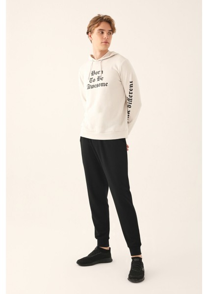 Erkek Ekru Uzun Kol Pijama Takım