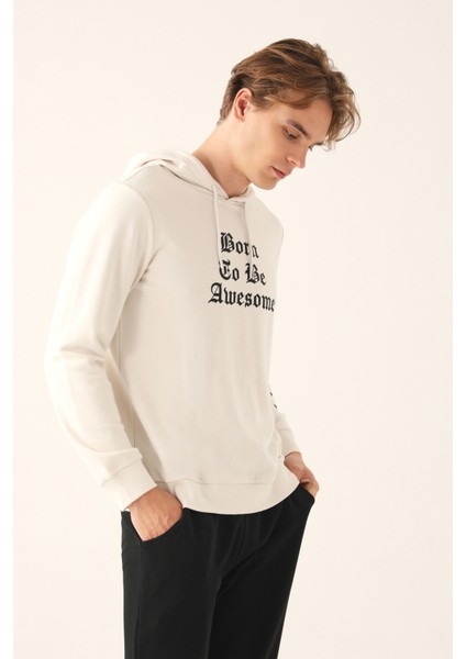 Erkek Ekru Uzun Kol Pijama Takım