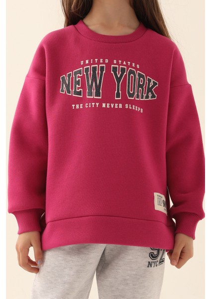 New York Koyu Pembe Kız Çocuk Eşofman Takımı