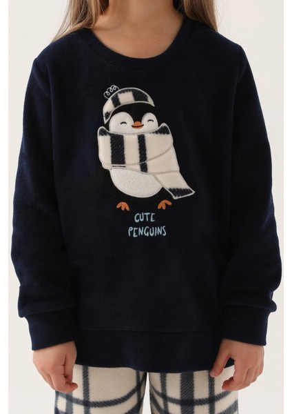 Little Penguin Lacivert Kız Çocuk Uzun Kol Pijama Takım