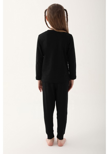 Siyah Kız Çocuk Uzun Kol Pijama Takım indirimleri