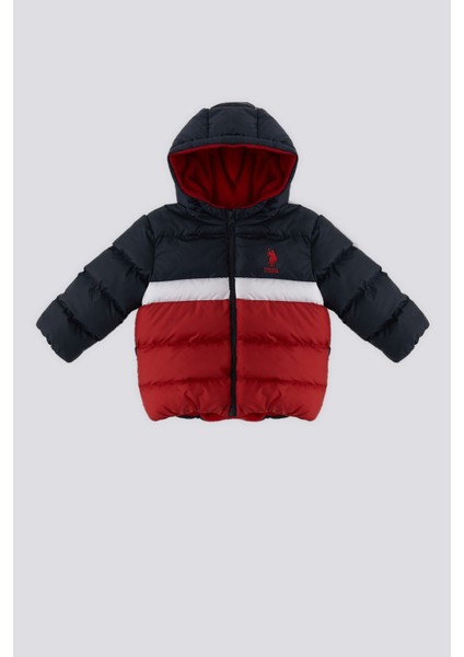 Bordo İçi Polar Kapüşonlu Bebek Mont