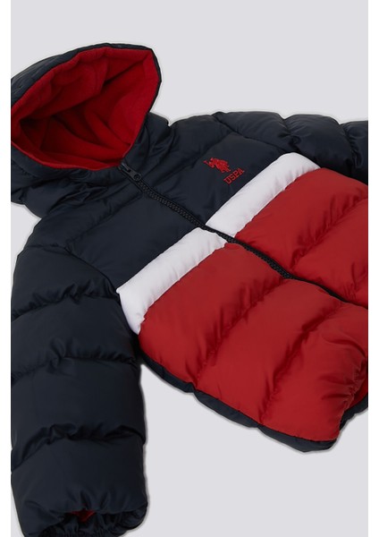 Bordo İçi Polar Kapüşonlu Bebek Mont
