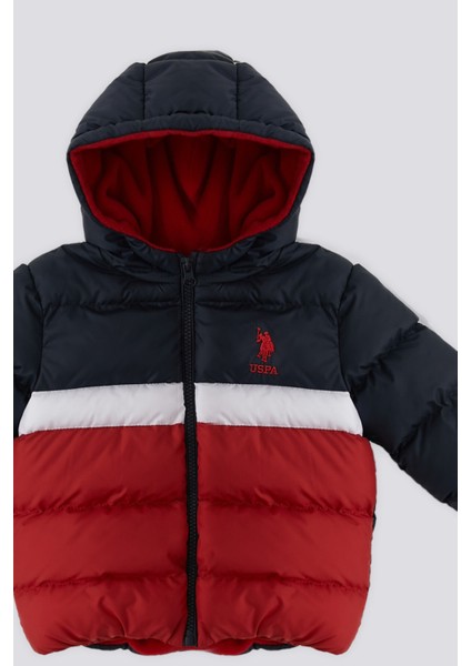 Bordo İçi Polar Kapüşonlu Bebek Mont