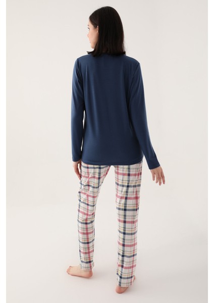 Make Your Our Lacivert Kadın Uzun Kol Pijama Takım indirimleri