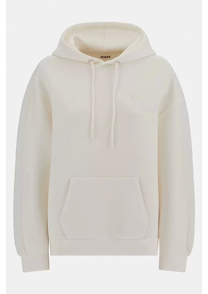 Kadın Kapşonlu Beyaz Sweatshirt