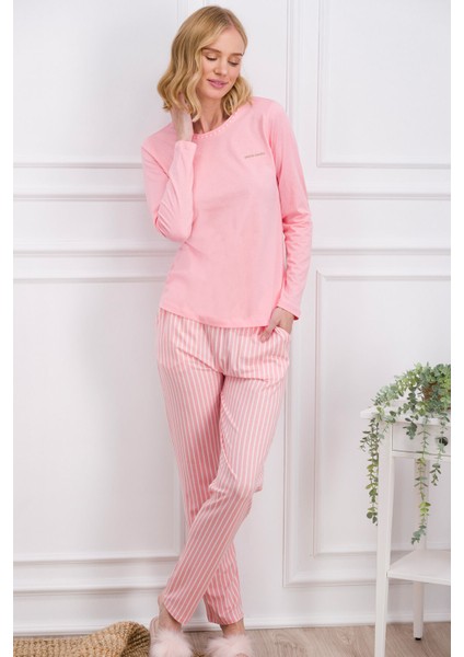 Pembe Çizgili Kadın Pijama Takımı fiyatları