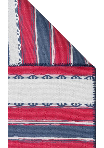 Arya Craft Kilim ARC05 Red Navy Çift Taraflı Hav ve Toz Vermez Yıkanabilir Modern Desenli Dokuma Kilim