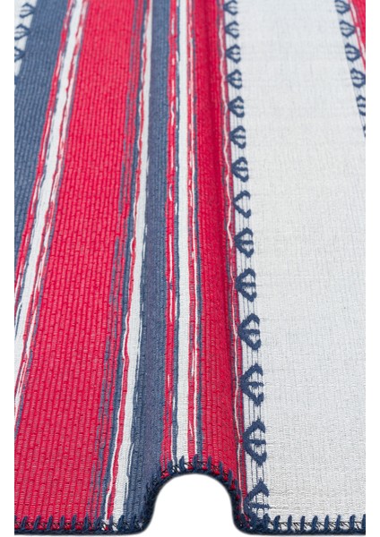 Arya Craft Kilim ARC05 Red Navy Çift Taraflı Hav ve Toz Vermez Yıkanabilir Modern Desenli Dokuma Kilim