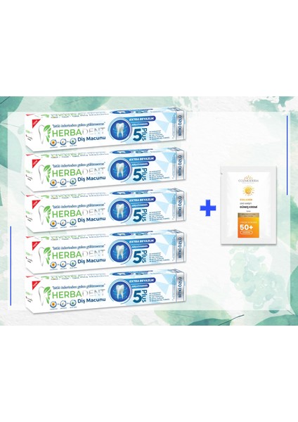 Bitki Özlü Diş Macunu 5'li +Cozmoderm Tester Güneş Kremi Hediyeli