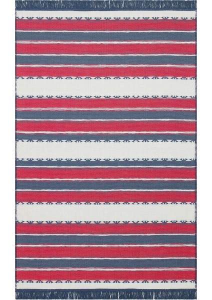 Arya Craft Kilim ARC05 Red Navy Çift Taraflı Hav ve Toz Vermez Yıkanabilir Modern Desenli Dokuma Kilim