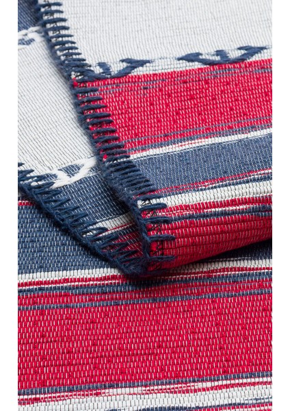 Arya Craft Kilim ARC05 Red Navy Çift Taraflı Hav ve Toz Vermez Yıkanabilir Modern Desenli Dokuma Kilim