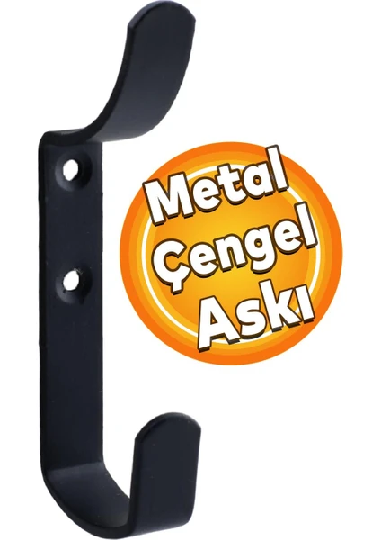 Çengel Metal Portmanto Vestiyer Duvar Dolap Elbise Askısı Siyah Mobilya Kapı Askılığı Aparatı