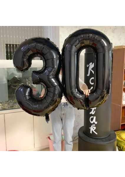 2 Rakamı 40 Inç Siyah Folyo Balon 100 cm