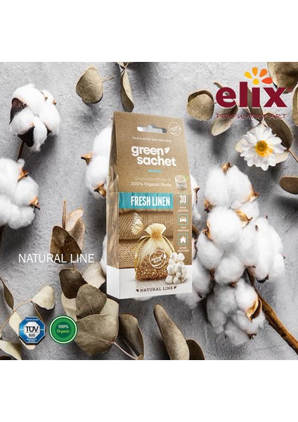 Elıx Natural Ahşap Granüllere Emdirilmiş Özel Aromalı Koku - Taze Keten