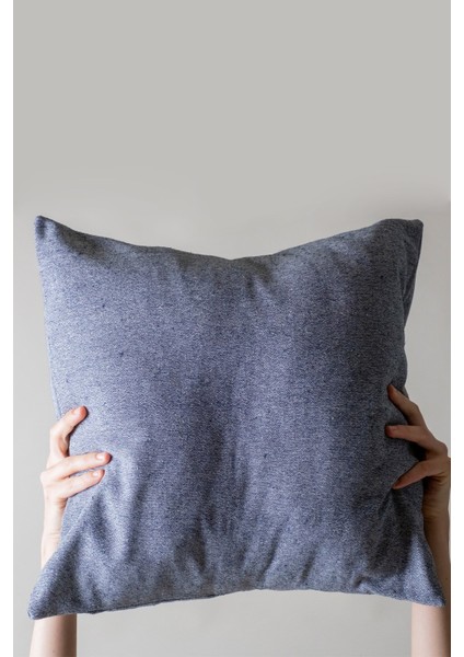 Özel Tasarım Lacivert Pamuk Kumaş Düz Kırlent Kılıfı 43X43 cm