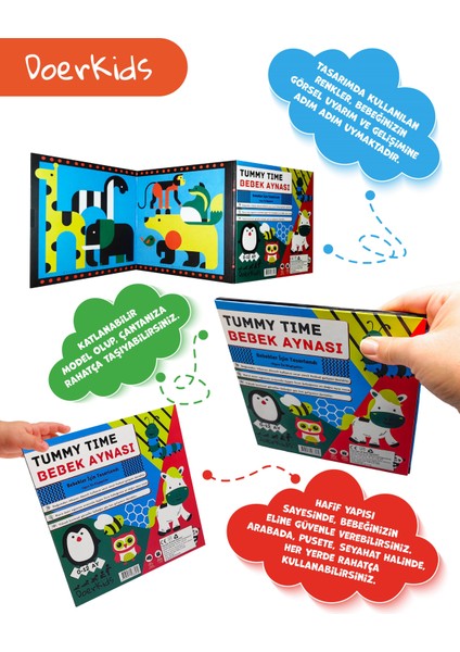 Tummy Time Taşınabilir Güvenli Bebek Aynası fırsatları