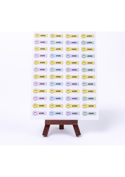 Aferin, gülen yüz sticker seti, A5 2 sayfa