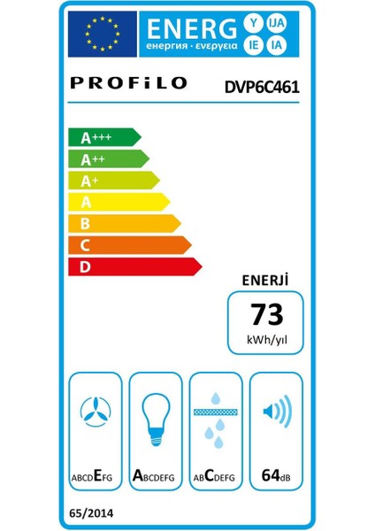 DVP6C461 D Enerji Sınıfı Siyah Duvar Tipi Davlumbaz