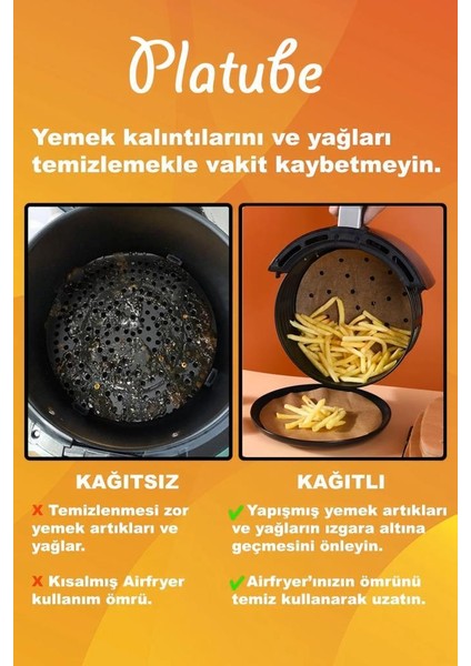 Pişirme Kağıdı 50 Adet Yuvarlak Delikli Airfryer Yagli Kagit Xiaomi Philips Tüm Markalara Uyumlu