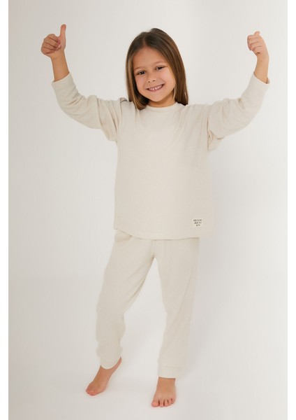 Krem Kız Çocuk Uzun Kol Pijama Takım fiyatları