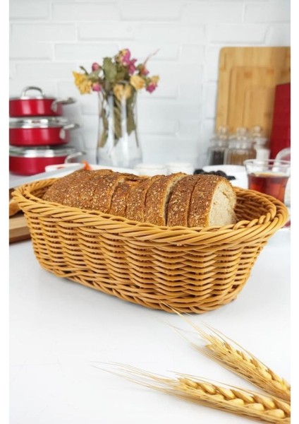 Rattan Ekmek Sepeti Oval Ekmeklik 24 cm Kahverengi - YK1447