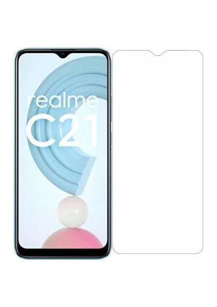 Realme C21 ile Uyumlu Ekran Koruyucu Şeffaf Temperli Kırılmaz Cam Ekran Koruyucu