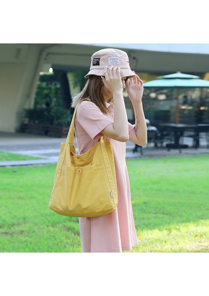 Düz Renk Basit Büyük Kapasiteli Kanvas Kova Çantası Kadın Tüm Maç Tek Omuz Kanvas Çanta (Yurt Dışından) fiyatları