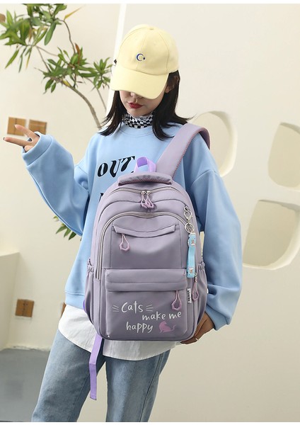 Ilk ve Ortaokul Öğrencileri Için Hafif Okul Çantası, Üniversite Öğrencileri Için Büyük Boy Su Geçirmez Sırt Çantası, Basit ve Her Şeye Uyan Kadın Seyahat Sırt Çantası (Yurt Dışından) fırsatları