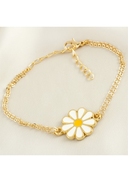 Papatya Zincir Bileklik Kadın Moda Takı Tasarım Aksesuar