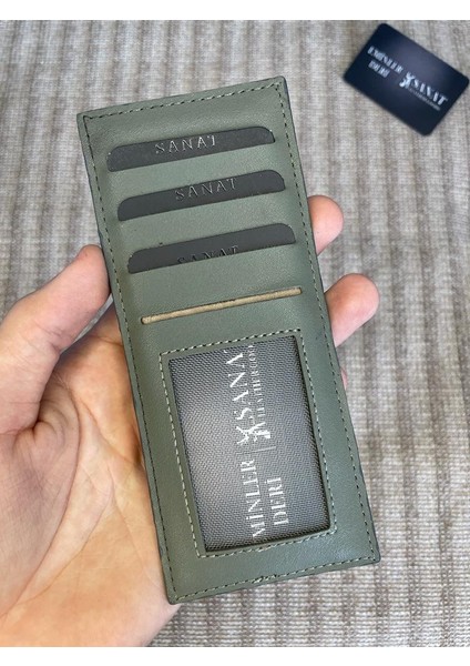 SL-123 Unisex Portföy Yeşil Haki Suni Deri Kartlık 16 cm x 7 cm Sanat Leather modelleri