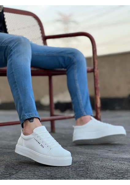 BA0104 Bağcıklı Beyaz Cilt Deri Spor Klasik Erkek Ayakkabı modelleri