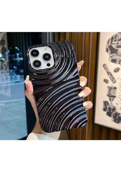 Iphone 14 Pro Max Ripples Parlak Darbelere Dayanıklı Silikon Kılıf Siyah