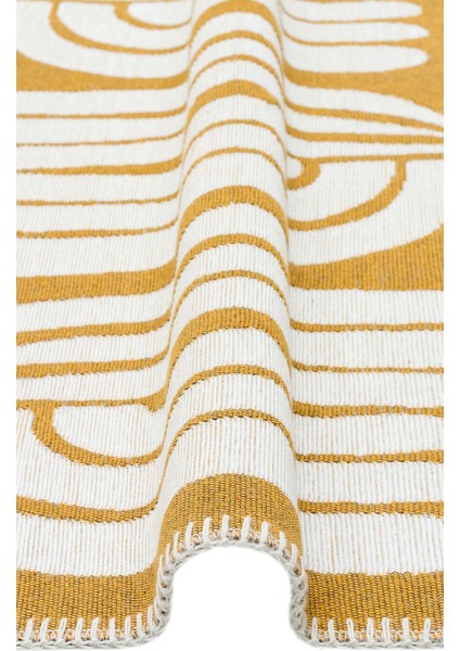 Arya Neo Kilim Arn 10 Whıte Yellow Yıkanabilir Kaymaz Tabanlı Modern Pamuk Kilim