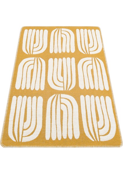 Arya Neo Kilim Arn 10 Whıte Yellow Yıkanabilir Kaymaz Tabanlı Modern Pamuk Kilim fırsatları
