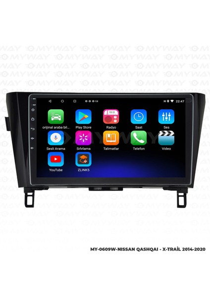 Nissan Qashqai Android 12 Multimedya Carplay 2gb RAM+32GB HDD 2014-2020 Navigasyon Ekran