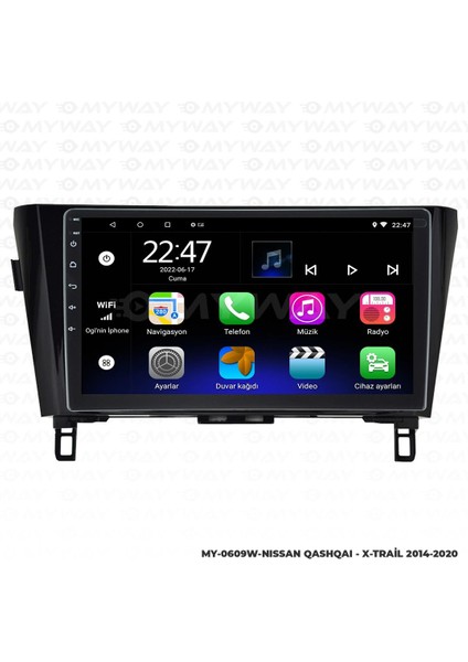 Nissan Qashqai Android 12 Multimedya Carplay 2gb RAM+32GB HDD 2014-2020 Navigasyon Ekran modelleri