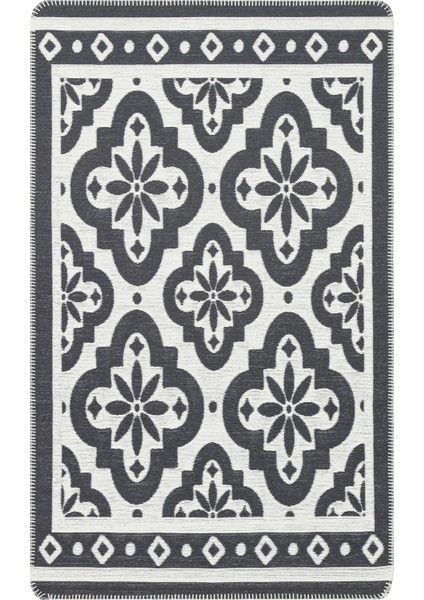 Arya Neo Kilim Arn 08 Antrasıt Whıte Yıkanabilir Kaymaz Tabanlı Modern Pamuk Kilim