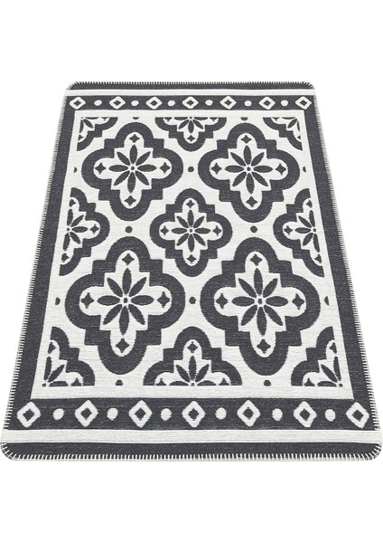 Arya Neo Kilim Arn 08 Antrasıt Whıte Yıkanabilir Kaymaz Tabanlı Modern Pamuk Kilim